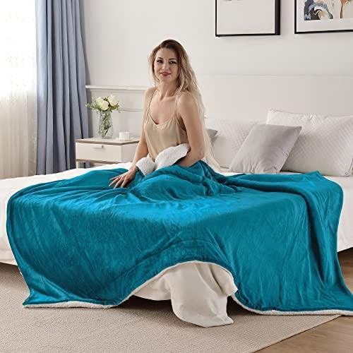 SOCHOW Sherpa Fleece Throw Blanket, Double-Sided Super Soft Luxurious Plush Blanket Throw Size, Teal Green, 50x60 inches - SHOP NO2CO2