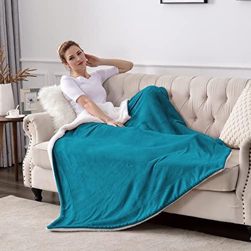 SOCHOW Sherpa Fleece Throw Blanket, Double-Sided Super Soft Luxurious Plush Blanket Throw Size, Teal Green, 50x60 inches - SHOP NO2CO2