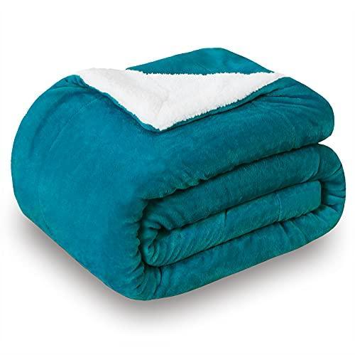 SOCHOW Sherpa Fleece Throw Blanket, Double-Sided Super Soft Luxurious Plush Blanket Throw Size, Teal Green, 50x60 inches - SHOP NO2CO2