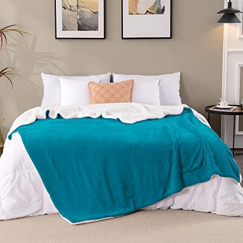 SOCHOW Sherpa Fleece Throw Blanket, Double-Sided Super Soft Luxurious Plush Blanket Throw Size, Teal Green, 50x60 inches - SHOP NO2CO2