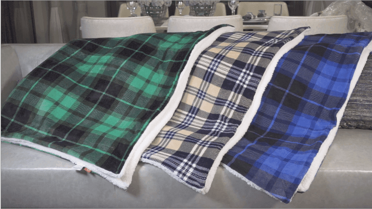 SOCHOW Sherpa Plaid Fleece Throw Blanket, Double-Sided Super Soft Luxurious Bedding Blanket 50 x 60 inches, Blue - SHOP NO2CO2