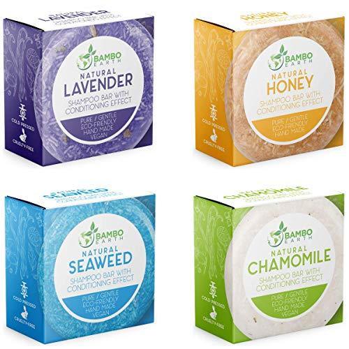 Solid Shampoo Bar And Conditioner Effect Hair Soap – 4 Pack 100% Organic Shampoo Bars For Hair With All Natural Plant Based Essential Oils And Eco Friendly Zero Waste Biodegradable Packaging - SHOP NO2CO2