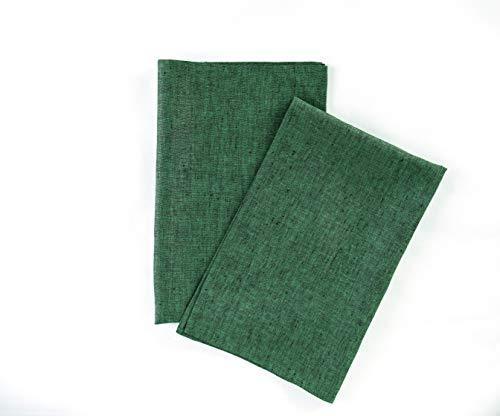 Solino Home Linen Kitchen Towels 17 x 26 Inch - Forest Green, 100% Pure Linen Kitchen/Tea Towels Set of 2 - Handcrafted from European Flax and Machine Washable - SHOP NO2CO2