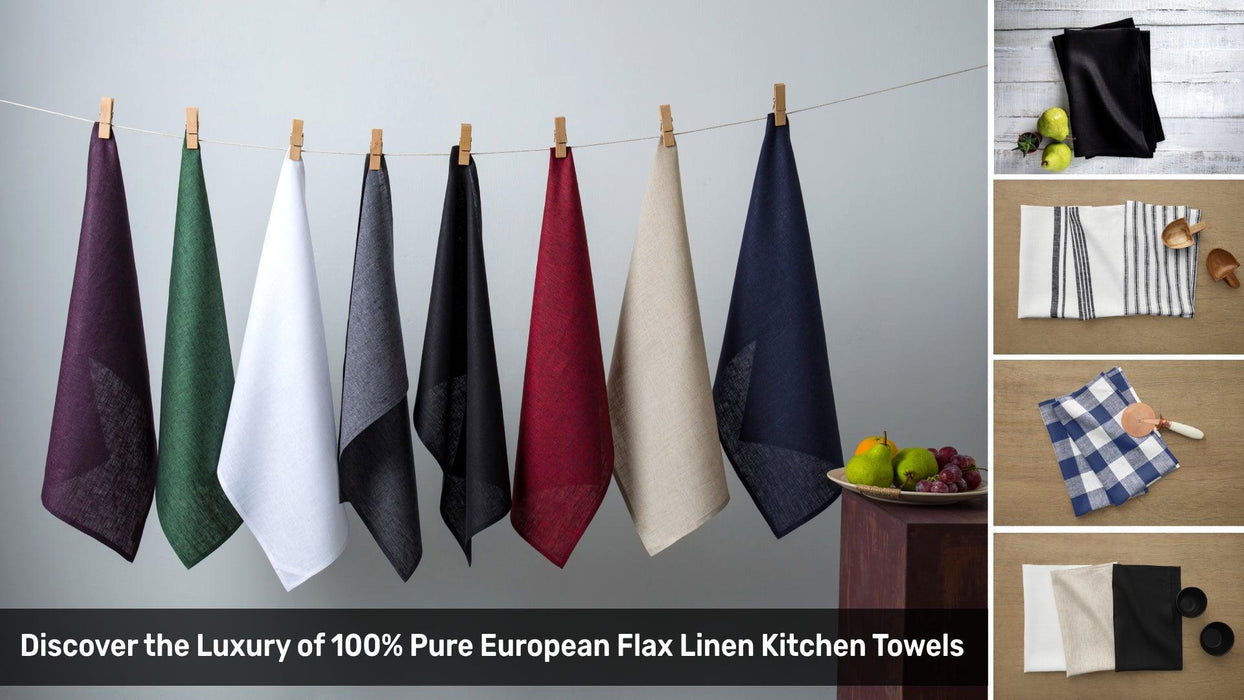 Solino Home Linen Kitchen Towels 17 x 26 Inch - Forest Green, 100% Pure Linen Kitchen/Tea Towels Set of 2 - Handcrafted from European Flax and Machine Washable - SHOP NO2CO2