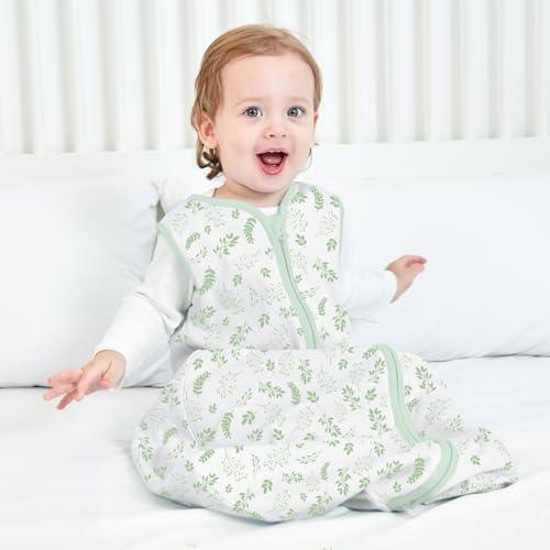 Sosomi Baby Sleep Sack 100% Organic Cotton 3-Pack Wearable Blanket 0.5 TOG Toddler Sleeping Sack Sleeveless 6-12 Months Green Floral Baby Swaddle Blanket 2-Way Zipper Toddler Sleeping Bag M Size - SHOP NO2CO2