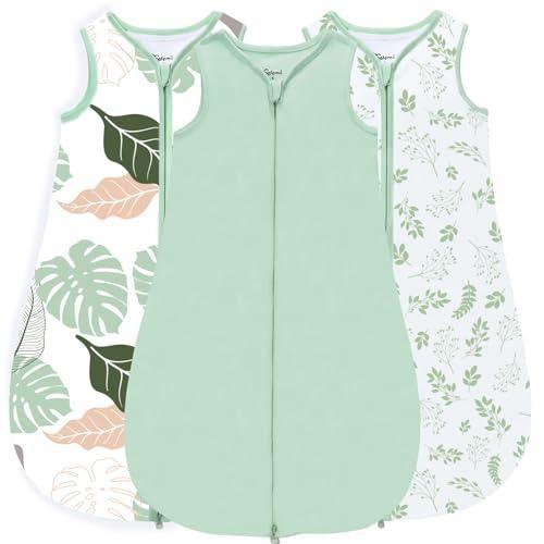 Sosomi Baby Sleep Sack 100% Organic Cotton 3-Pack Wearable Blanket 0.5 TOG Toddler Sleeping Sack Sleeveless 6-12 Months Green Floral Baby Swaddle Blanket 2-Way Zipper Toddler Sleeping Bag M Size - SHOP NO2CO2