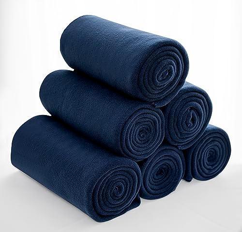 Special SG Glory Fleece Throw Blankets Bulk Fleece Blankets Solid Wholesale Lightweight Warm Soft for Pet Bed Sofa Couch Office Wedding Gifts Travel Seasons (Navy, Pack of 6-50x60 Inches) - SHOP NO2CO2