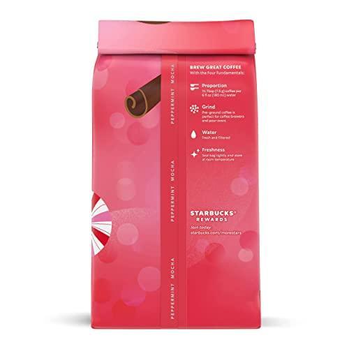 Starbucks Ground Coffee, Peppermint Mocha Naturally Flavored Coffee, 100% Arabica, Limited Edition Holiday Coffee, 6 Bags (11 Oz Each) - SHOP NO2CO2