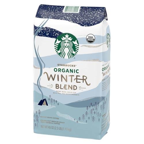 Starbucks Organic Coffee Winter Blend Whole Bean Medium Roast Arabica, Chocolate, 40 Oz - SHOP NO2CO2