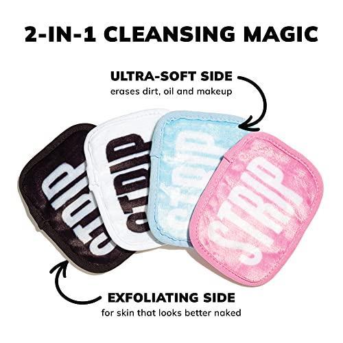 STRIP MAKEUP - Reusable Cleansing Wipes Black/White - 2-sided, sustainable, washable microfiber cloths - Pack of 7 - SHOP NO2CO2