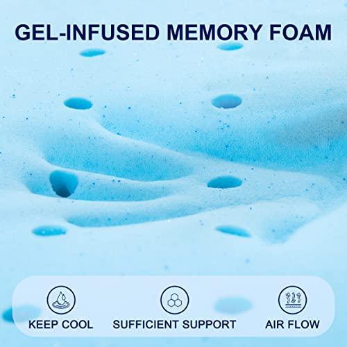 subrtex 3 Inch Memory Foam Mattress Topper Ventilated Gel Infused Bed Foam Topper, CertiPUR-US Certified, Twin XL, Blue - SHOP NO2CO2