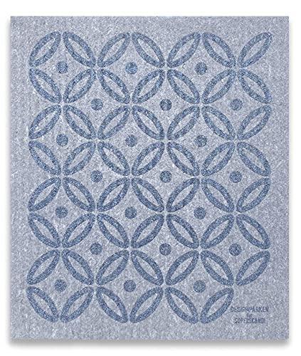 SUPERSCANDI Swedish Dishcloths Reusable Biodegradable Cellulose Sponge Cleaning Cloths for Kitchen Towel Replacement Washcloths (3 Printed, 2 Artdeco Sparkly Silver on Grey) - SHOP NO2CO2