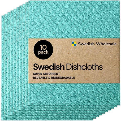 Swedish Wholesale Swedish DishCloths for Kitchen- 10 Pack Reusable Paper Towels Washable - Eco Friendly Cellulose Sponge Microfiber Dish Cloths - Kitchen Essentials - Seafoam - SHOP NO2CO2