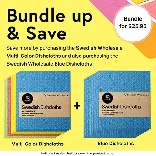 Swedish Wholesale Swedish DishCloths for Kitchen- 10 Pack Reusable Paper Towels Washable - Eco Friendly Cellulose Sponge Microfiber Dish Cloths - Kitchen Essentials - White - SHOP NO2CO2