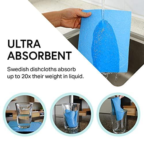 Swedish Wholesale Swedish DishCloths for Kitchen- 10 Pack Reusable Paper Towels Washable - Eco Friendly Cellulose Sponge Microfiber Dish Cloths - Kitchen Essentials - Seafoam - SHOP NO2CO2