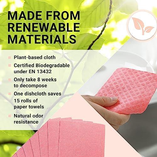 Swedish Wholesale Swedish DishCloths for Kitchen- 10 Pack Reusable Paper Towels Washable - Eco Friendly Cellulose Sponge Microfiber Dish Cloths - Kitchen Essentials - Seafoam - SHOP NO2CO2