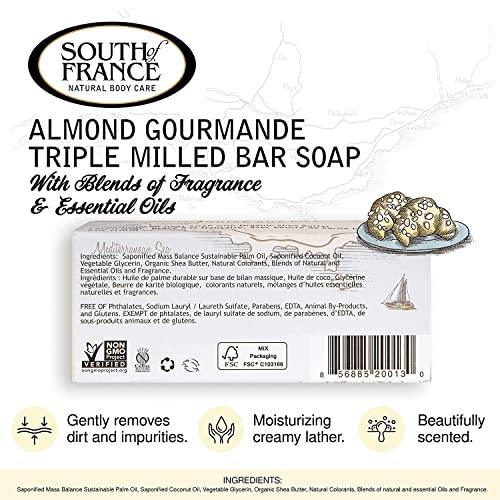 Sweet Almond Bar Soap by SoF Body Care (Formerly South of France Body Care) | Triple-Milled Soap with Shea Butter + Essential Oils | Vegan, Non-GMO Body Soap | 6 oz Bar | 4 Bars - SHOP NO2CO2