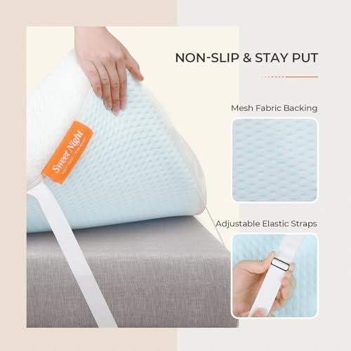 Sweetnight 3 Inch Mattress Topper Queen, Gel Mattress Topper for Cooling Sleep & Pressure Relieving, CertiPUR-US Certified Foam Mattress Topper,Queen Size - Plush - SHOP NO2CO2