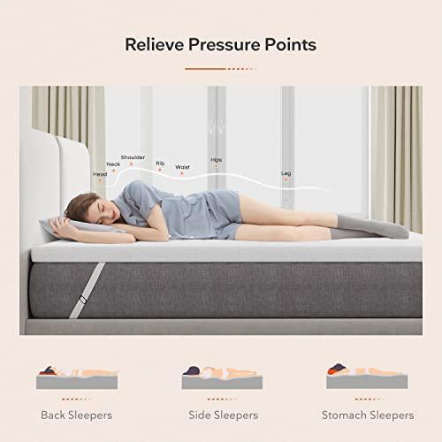 Sweetnight 3 Inch Queen Mattress Topper, Gel Mattress Topper for Cooling Sleep & Pressure Relieving, Foam Mattress Topper with Breathable Knitted Cover, CertiPUR-US Certified, Plush, Queen Size,White - SHOP NO2CO2