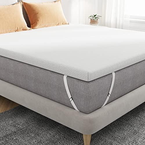 Sweetnight 3 Inch Queen Mattress Topper, Gel Mattress Topper for Cooling Sleep & Pressure Relieving, Foam Mattress Topper with Breathable Knitted Cover, CertiPUR-US Certified, Plush, Queen Size,White - SHOP NO2CO2