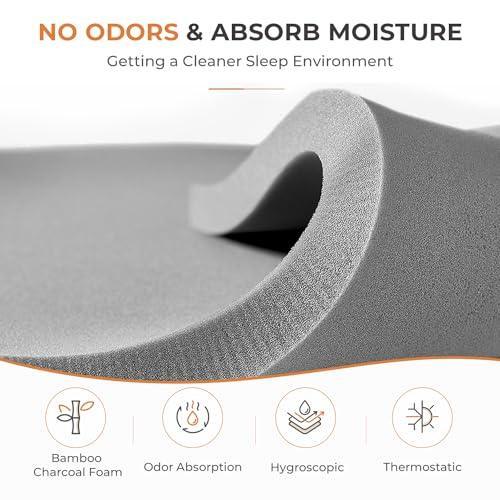 Sweetnight King Mattress, 12 Inch Bamboo Charcoal Foam Mattress for Pressure Relief, Plush King Size Mattress in a Box, CertiPUR-US Certified, White - SHOP NO2CO2