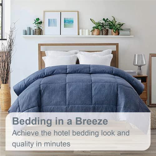 Swift Home King Comforter - Lightweight & Extra Soft Down Alternative Bedding - All-Season Comfortable Bed Comforter - Wrinkle Fade Stain Resistant - Dark Indigo, King - SHOP NO2CO2