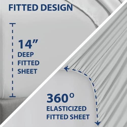 Swift Home Smart Sheets, Ultra Soft Brushed Microfiber 3-Piece Sheet Set, Fitted Bed Sheet with Side Storage Pockets – Silver, Twin - SHOP NO2CO2