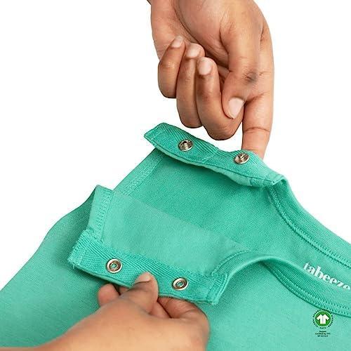 Tabeeze Zippy-Leg Baby Romper for Babies, 100% GOTS Certified Organic Cotton, Super Soft Sleeveless Romper with Ankle Zipper - SHOP NO2CO2