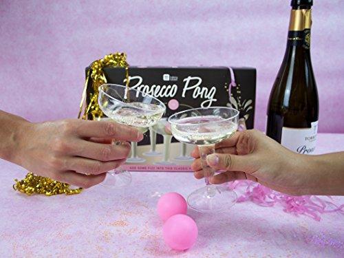 Talking Tables Prosecco Adult Drinking Includes Ping Pong Balls | Games for Bachelorette Party, Girls Night, Birthday, Bridal Shower, NYE, Cham, 12 Glasses - SHOP NO2CO2