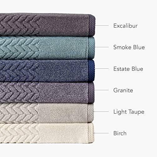 Texere 100% Organic Cotton Jacquard 650 GSM Premium Bath Towel Sets - Extra Absorbent Quick Dry and Plush (Cable, Birch, 2 Bath & 2 Hand Towels) - SHOP NO2CO2