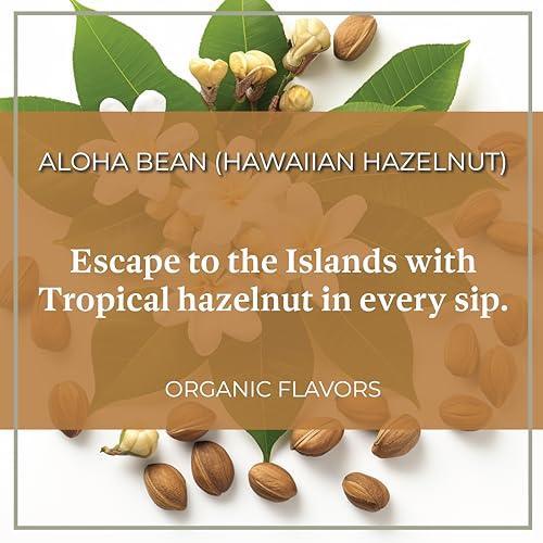 The Bean Organic Coffee Company, Aloha Bean (Hawaiian Hazelnut), Medium Roast Coffee Beans, Ground Coffee, 16 Oz, 1 Bag, Certified Organic, Roasted in the USA - SHOP NO2CO2