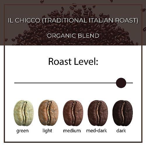 The Bean Organic Coffee Company, Organic Il Chicco (Traditional Italian Roast), Dark Roast, Whole Bean Coffee 5 Lb, 1 Bag, Certified Organic, Roasted in the USA - SHOP NO2CO2