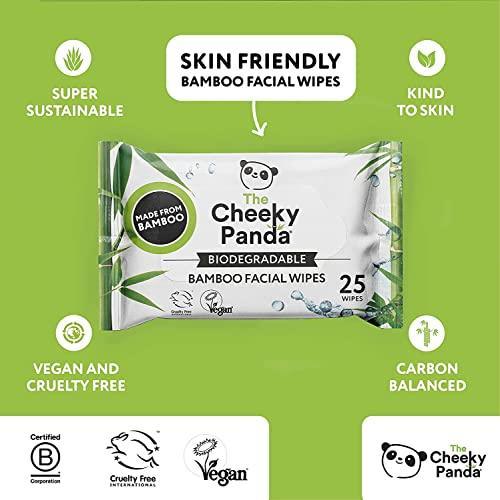 The Cheeky Panda Bamboo Face Cleanser Makeup Remover Wipes Rose Scented | 6 Packs of 25 Face Wipes | 99% Purified Water Wipes | Plant Based & Vegan Wet Wipes | Sustainable Alternative - SHOP NO2CO2