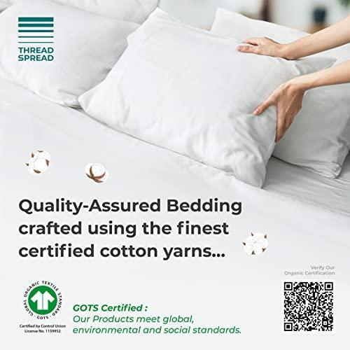 THREAD SPREAD 100% Organic Cotton Bed Sheet Set - Crisp and Cooling Percale Weave, Soft Breathable, Eco-Friendly, 4 Piece Bedding Set, Deep Pocket with All-Around Elastic, (California King, White) - SHOP NO2CO2