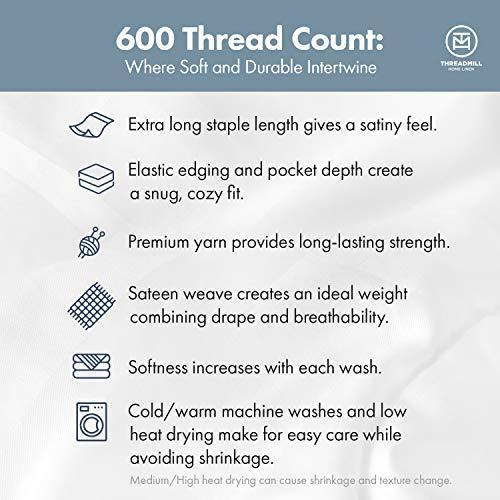 Threadmill 100% Cotton Sheets for Cal King Size Bed - 600 Thread Count Cal King Bed Sheets Set with 16” Deep Pocket - Sateen Weave 4-Piece Bedding Set with Cooling Effect, Dark Grey - SHOP NO2CO2