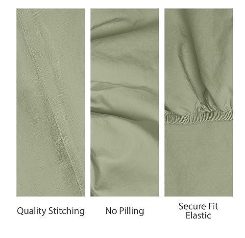 Threadmill Luxury Organic Cotton Sheets - GOTS Certified 4 Piece King Sage Green Percale Sheets Set, Breathable, Premium Sheet Set - Smooth & Cool Bedding Perfect Elastic Deep Pocket Fit - SHOP NO2CO2