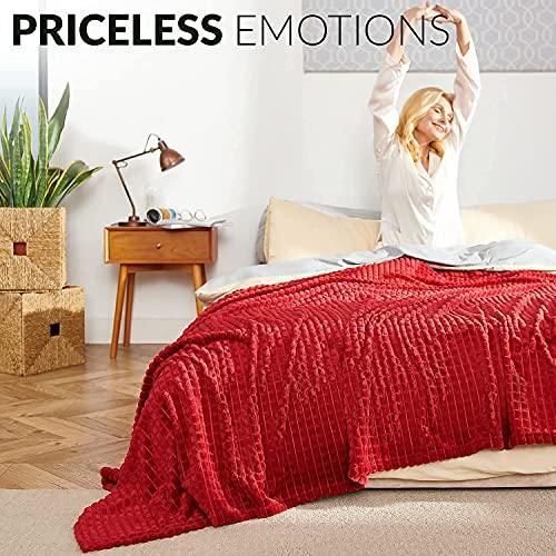 Throw Blankets – 50”x60”, Red Dahlia - Waffle Blanket - Lightweight Flannel Fleece - Soft, Cozy - Perfect for Bed, Sofa, Couch - SHOP NO2CO2