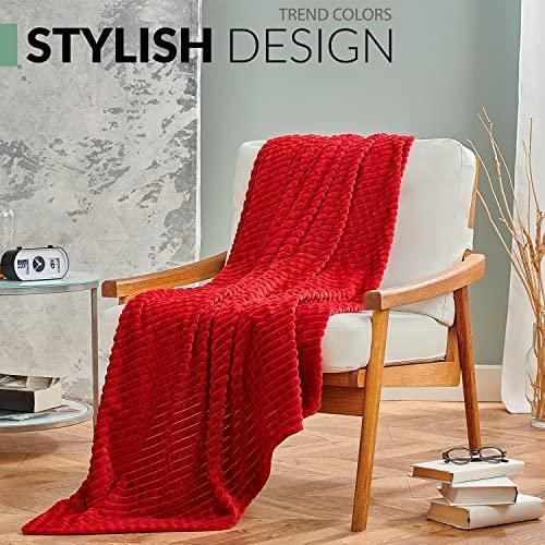 Throw Blankets – 50”x60”, Red Dahlia - Waffle Blanket - Lightweight Flannel Fleece - Soft, Cozy - Perfect for Bed, Sofa, Couch - SHOP NO2CO2