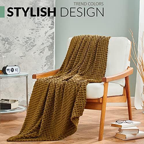 Throw Blankets – 60”x80”, Twin Size, Military Olive - Waffle Blanket - Lightweight Flannel Fleece - Soft, Cozy - Perfect for Bed, Sofa, Couch - SHOP NO2CO2