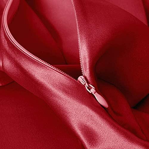 THXSILK 22 Momme Silk Pillowcase for Hair and Skin - Mulberry Silk Pillow Cover - with Hidden Zipper - Pure Silk on Both Sides (Standard, Red#) - SHOP NO2CO2