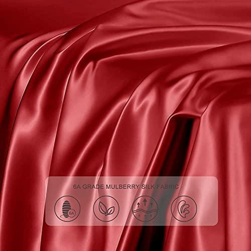 THXSILK 22 Momme Silk Pillowcase for Hair and Skin - Mulberry Silk Pillow Cover - with Hidden Zipper - Pure Silk on Both Sides (Standard, Red#) - SHOP NO2CO2