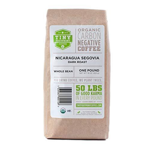 Tiny Footprint Coffee - Fair Trade Organic Nicaragua Segovia Dark Roast |Whole Bean Coffee | USDA Organic | Fair Trade Certified | Carbon Negative | 16 Ounce - SHOP NO2CO2