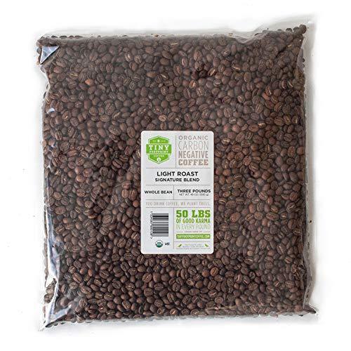 Tiny Footprint Coffee - Signature Blend, Light Roast, USDA Organic Coffee - Whole Bean Coffee, Fair Trade, Shade Grown & Carbon Negative - You Drink Coffee, We Plant Trees, 3 Pounds - SHOP NO2CO2