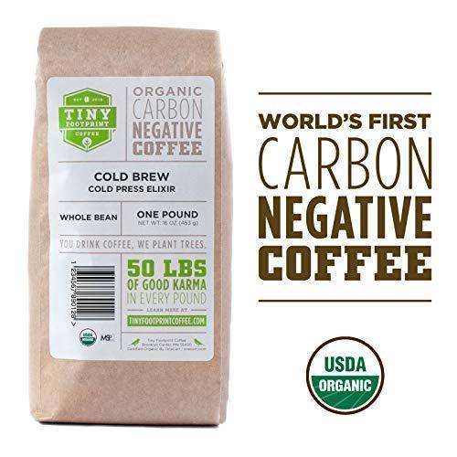 Tiny Footprint Coffee - USDA Organic Cold Brew & Press Elixir - Blend of Light & Dark Roasts - Shade-Gown Ground Coffee, Carbon Negative, 16 Ounce - SHOP NO2CO2