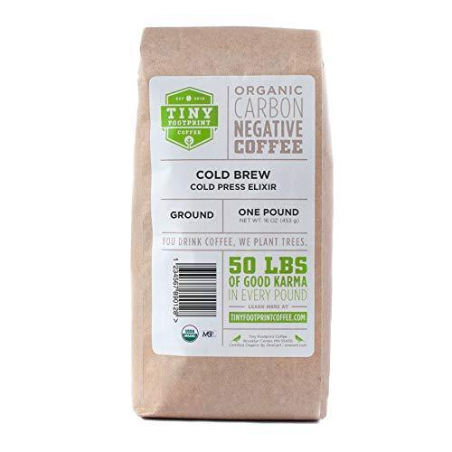 Tiny Footprint Coffee - USDA Organic Cold Brew & Press Elixir - Blend of Light & Dark Roasts - Shade-Gown Ground Coffee, Carbon Negative, 16 Ounce - SHOP NO2CO2