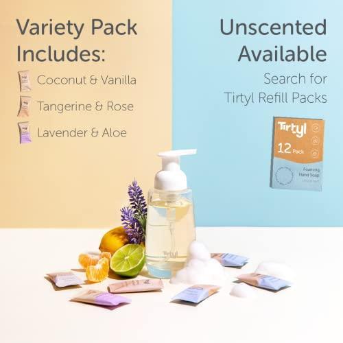 Tirtyl Hand Soap Duo Kit - 2 Glass Foaming Dispensers + Storage Tin + 6 Tablet Refills (48 fl oz total - 6x 8 fl oz) - NEW Formula - Compostable Packaging - Variety Fragrances - SHOP NO2CO2