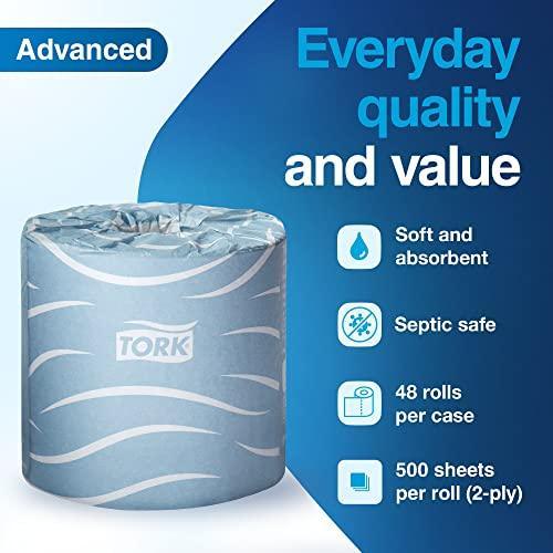 Tork Bath Tissue Roll Advanced 2-ply For everyday use at home Biodegradable 4x3.75", 500 sheets/roll, 48 rolls/case - SHOP NO2CO2