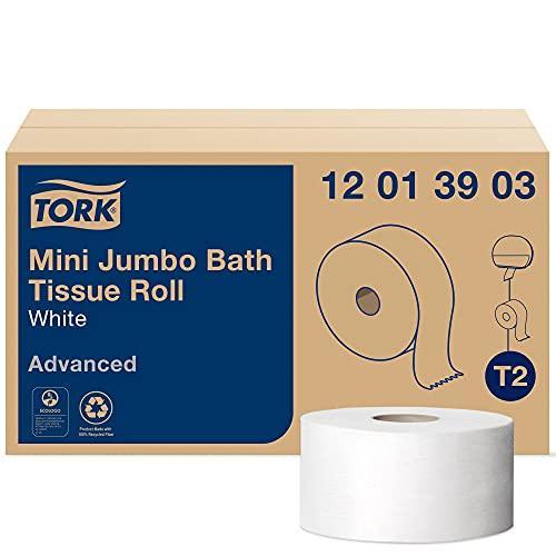 Tork Mini Jumbo Toilet Paper Roll White T2, Advanced, 1-Ply, 12 x 1200', 12013903 - SHOP NO2CO2