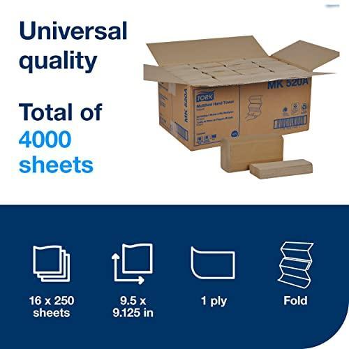 Tork Multifold Hand Towel Natural H2, Universal, 100% Recycled Fibers, 16 x 250 Sheets, MK520A - SHOP NO2CO2