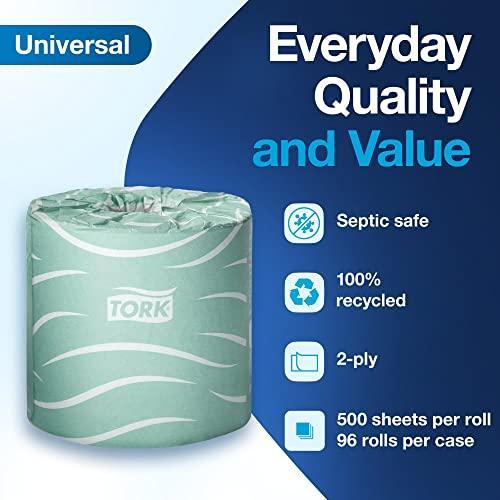 Tork Septic Safe Toilet Paper White, 100% Recycled, 2-ply, 500 Sheets per Roll, 96 Rolls - SHOP NO2CO2